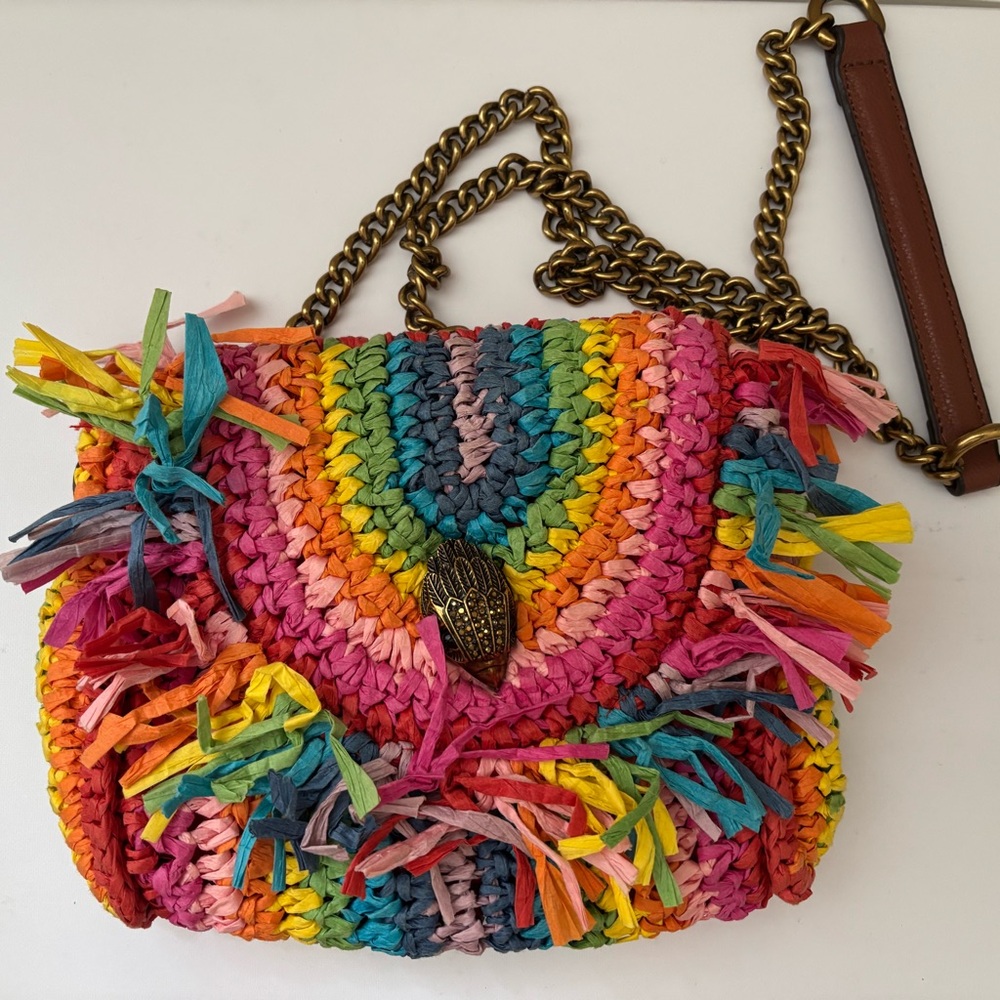 Kurt Geiger Pink and Yellow Crossbody Bag with Chain Strap